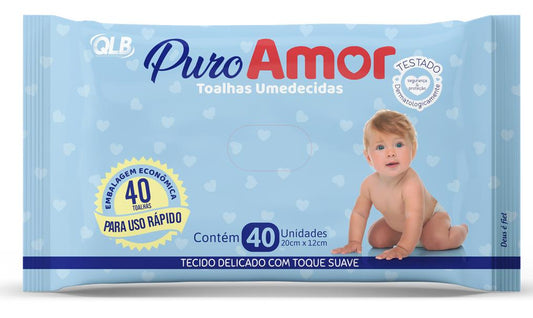 Toalha Umedecidas Puro Amor Com 40 Unidades