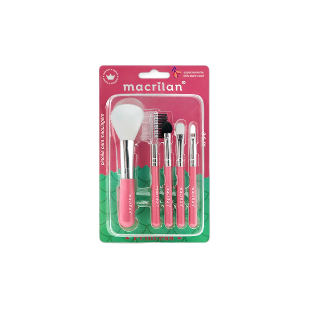 Kit com 5 pinceis para maquiagem - Linha Princesas - KP9-6, Macrilan 1