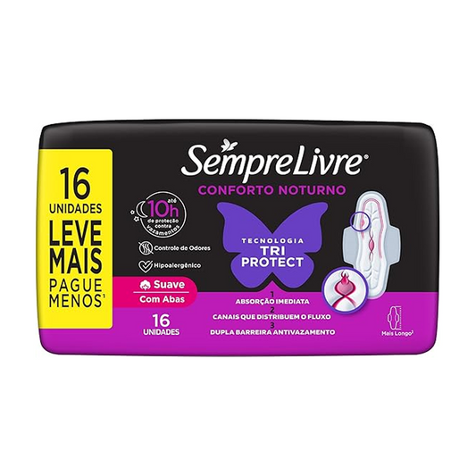 Sempre Livre Absorvente Com Abas Noturno 3