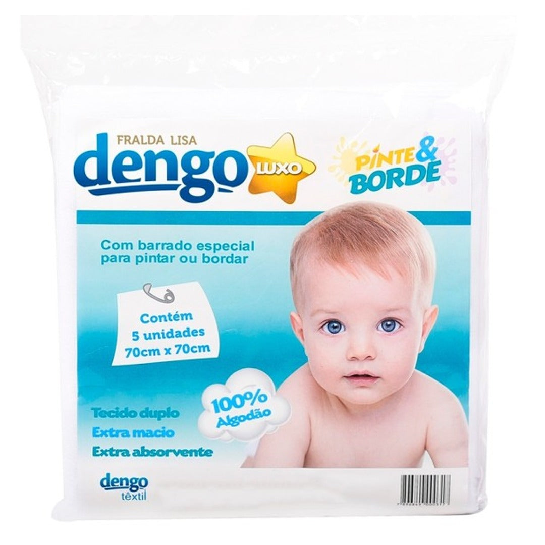 Fralda de Pano Lisa Dengo Pinte Bordo Luxo Branca 1