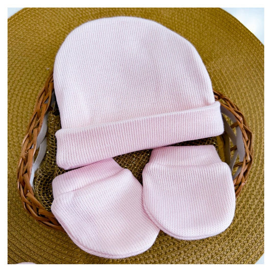 Kit de Touca e Luvas Malha Tricotil Rosa Bebe 1