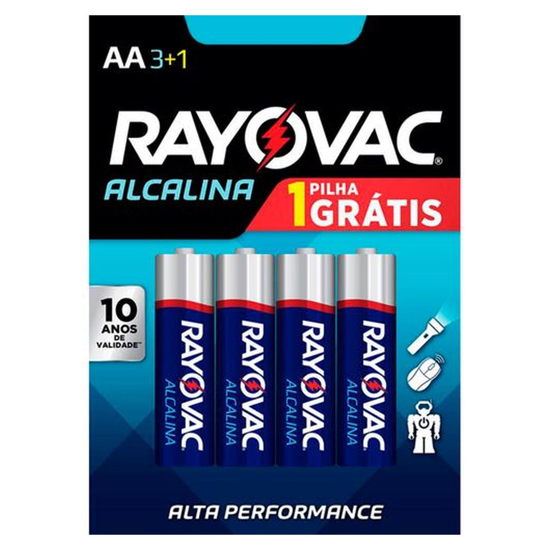 Pilha Alcalina Rayovac AA Pequena Leve 1