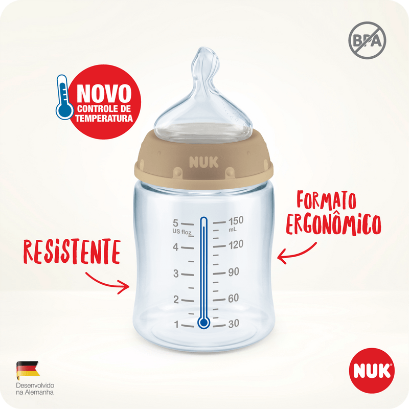 Mamadeira Nuk First Choice Controle De Temperatura 150ml 0 a 6 meses Girls