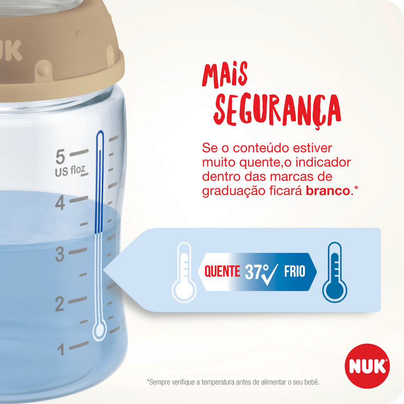 Mamadeira Nuk First Choice Controle De Temperatura 150ml 0 a 6 meses Girls