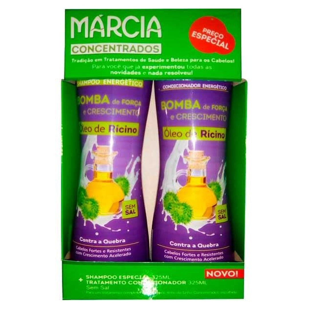 Kit Shampoo + Condicionador Marcia Bomba De Forca Ricino 1
