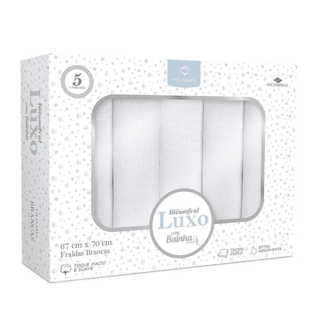Fralda de Pano Incomfral Luxo Branca 1