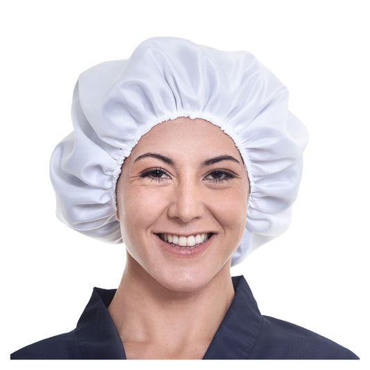 Touca Simples de Cetim Branco Anti-Frizz 1