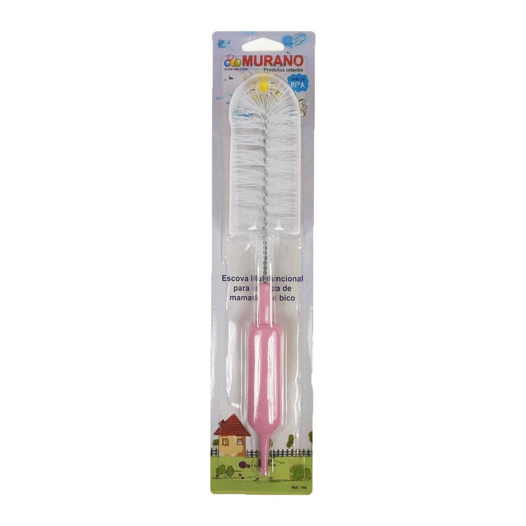 Escova Multifuncional Rosa para Limpeza de Mamadeira e Bico 1