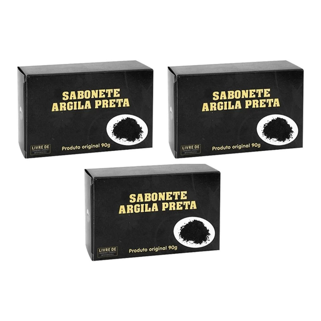 Kit c/3 Sabonetes Argila Preta 1