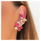 Brinco Ear Cuff Flores em Gema Fusion Rosa Pink 1
