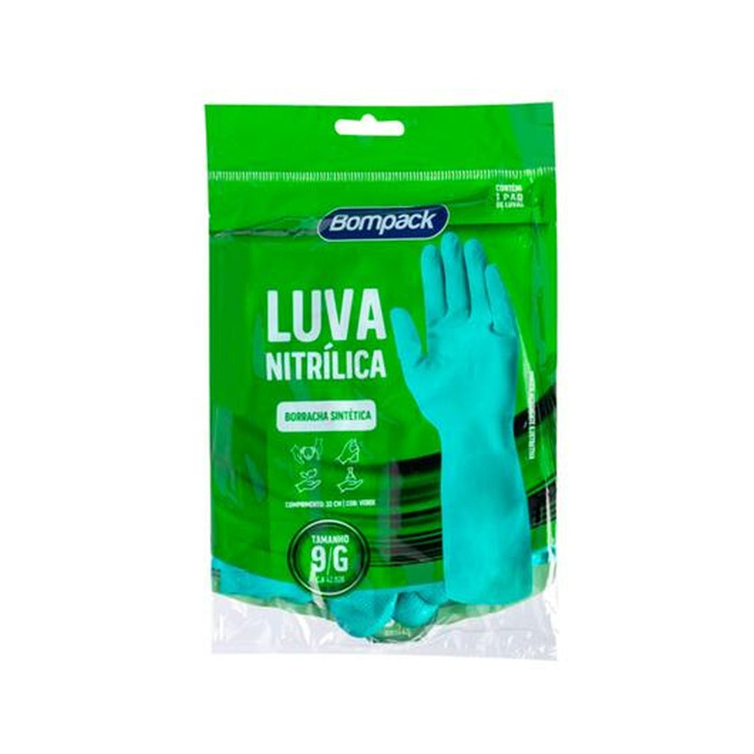 Luva Nitrilica Verde Cano Longo 1
