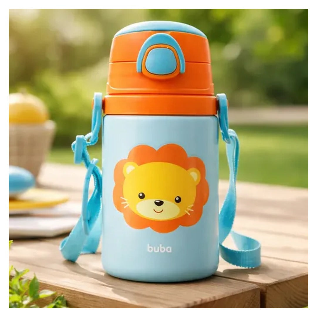 Garrafinha de Aluminio com Canudo Animal FUN Leao 1