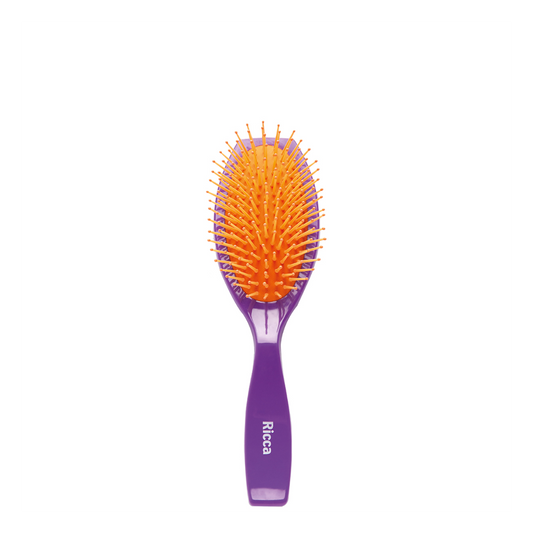 Escova De Cabelo Oval Purple Roxa Com Base Almofadada Ricca 1