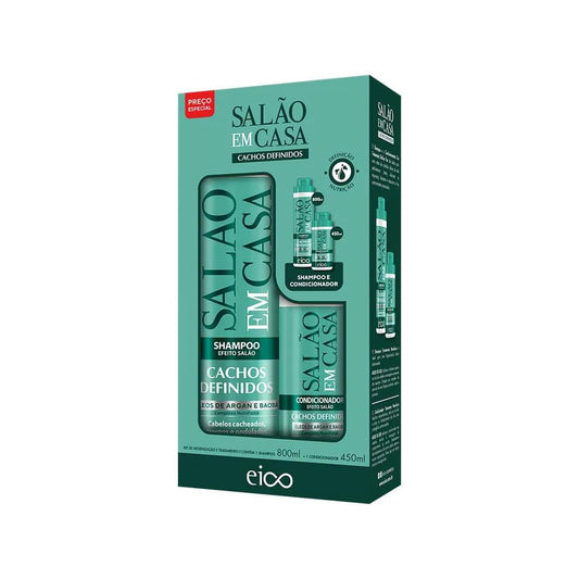 Eico Kit Efeito Salao Em Casa Cachos Definidos Shampoo 800ml + Condicionador 450ml 1