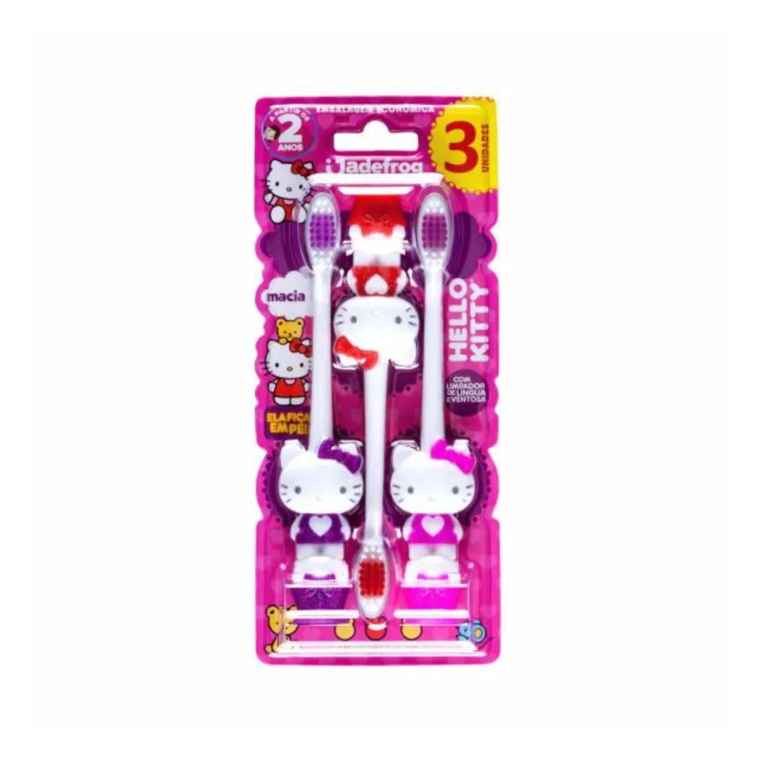 Jadepro Escova Dental Infantil Hello Kitty Com Ventosa Macia C/ 3 R:343 1