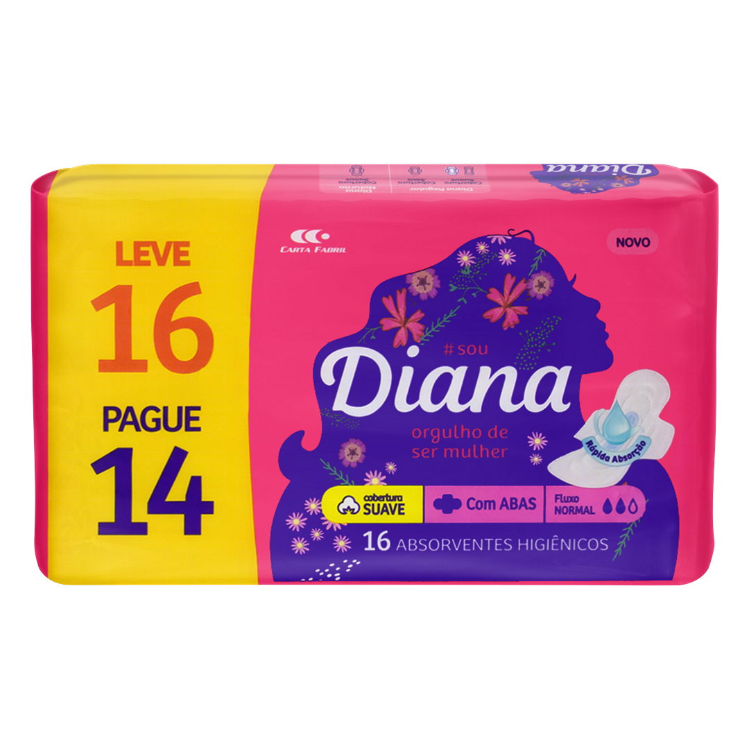 Absorvente Diana Suave Com Abas 16 Unidades 1