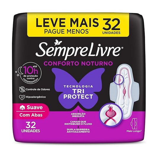 Sempre Livre Absorvente Com Abas Noturno 1