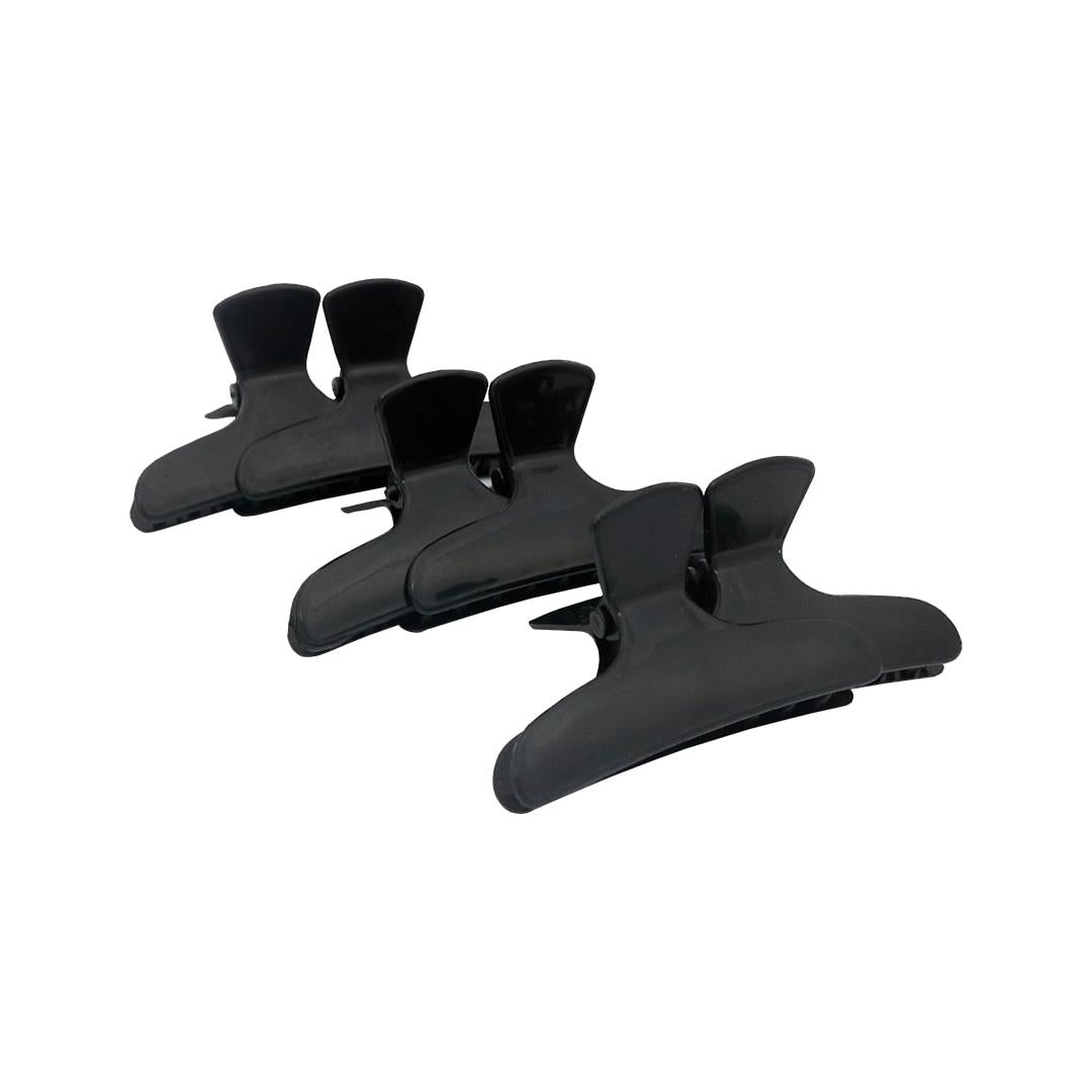 Dompel Kit Prendedor Cabelo Plastico Clip Piranha Cabelereiro C/ 6 Preto 1