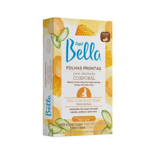 Folha Pronta Para Depilacao Corporal Mel Com Aloe Vera 16 Fls, Depil Bella, Multi-Color 1