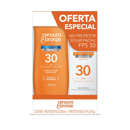 Cenoura & Bronze Kit Protetor Solar Fps30 + Protetor Solar Facial Fps30 200 ml 1